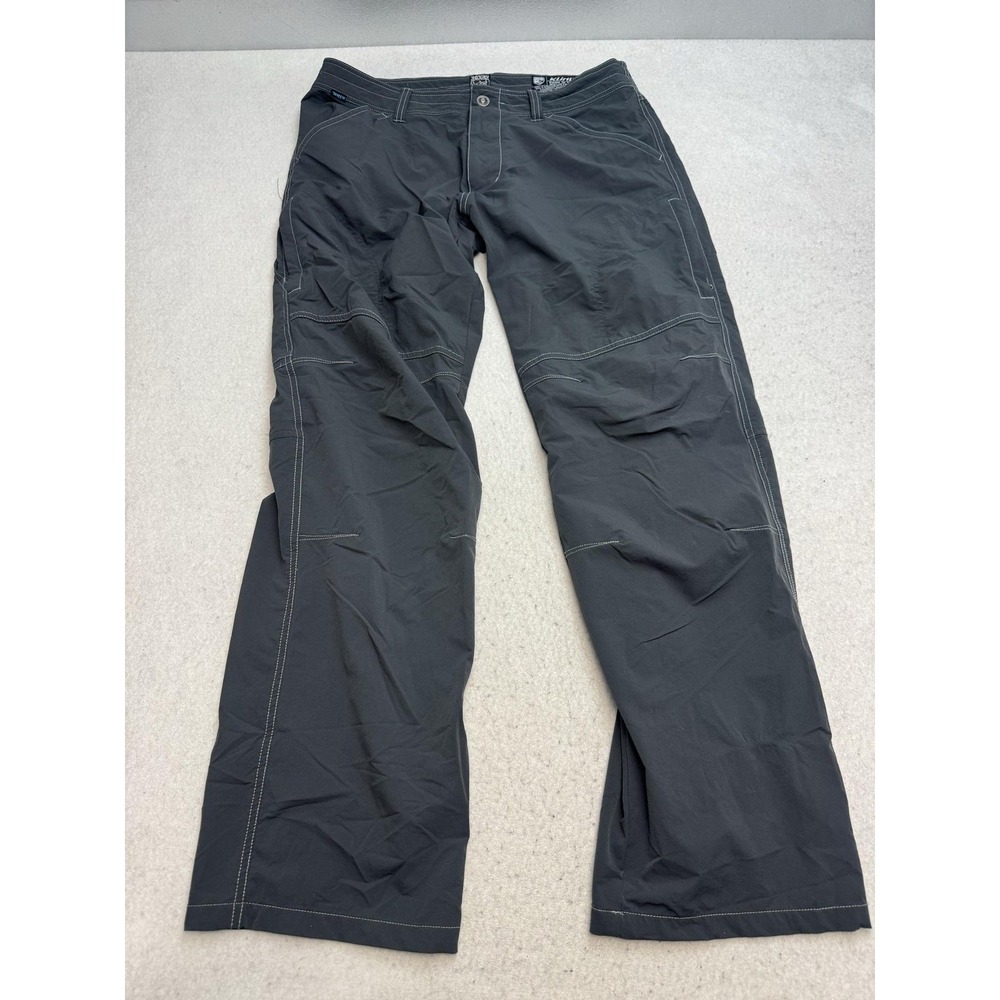 Kuhl Pants Mens 34x32 Gray Hiking Outdoor Nylon Stretch Zip Pocket Quick Dry